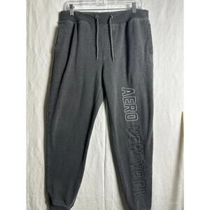Aero New York Jogger Sweatpants M Gray Drawstring Athletic Logo Pants